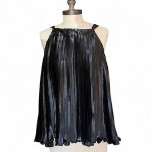 Elegant Black Pleated Tank Top